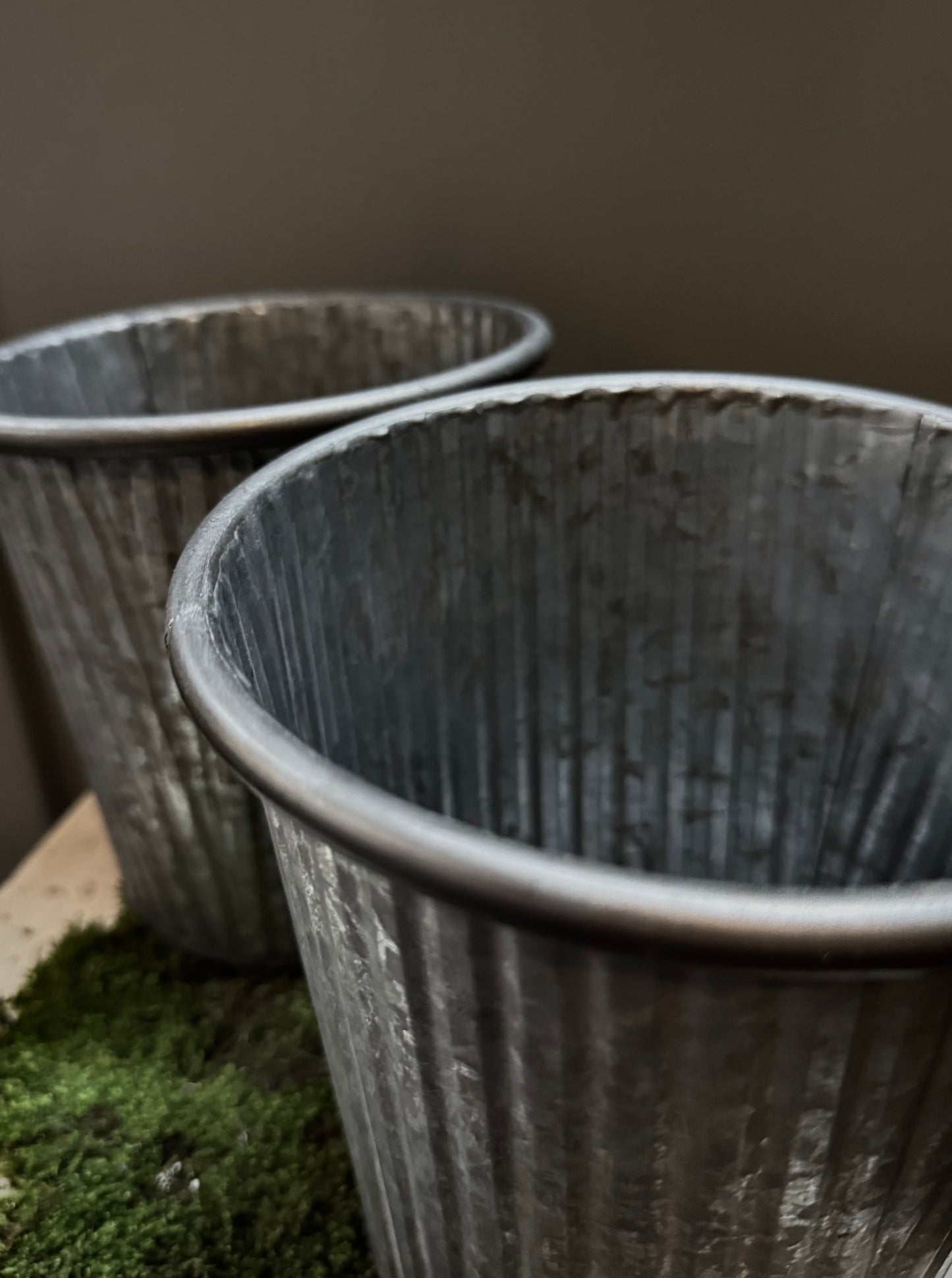 Ribbed Tin Planter