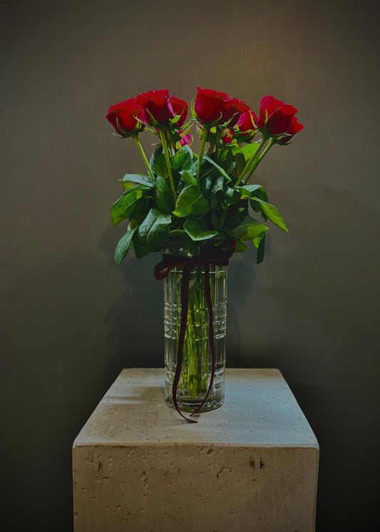 Red Roses in Vase