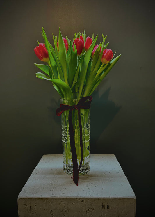 Red Tulips in Vase