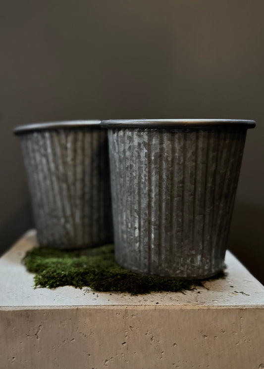 Ribbed Tin Planter